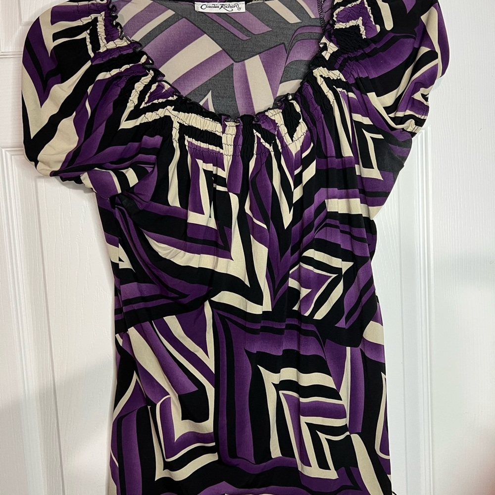 Purple large short sleeve blouse